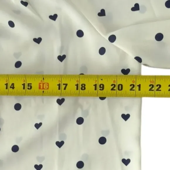 Talbots Long Sleeve Heart Pattern Polka Dot Flowy Blouse Top. Medium. - Picture 3 of 7